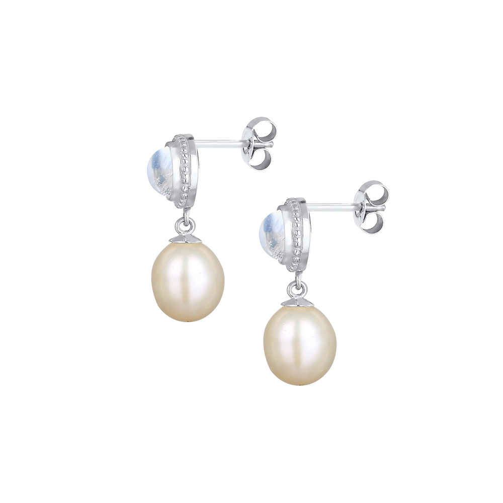 Elli PREMIUM Elli PREMIUM Boucles d'Oreilles Vintage Mariage Pierre de Lune Perles d'eau Douce Boucles d'oreilles
