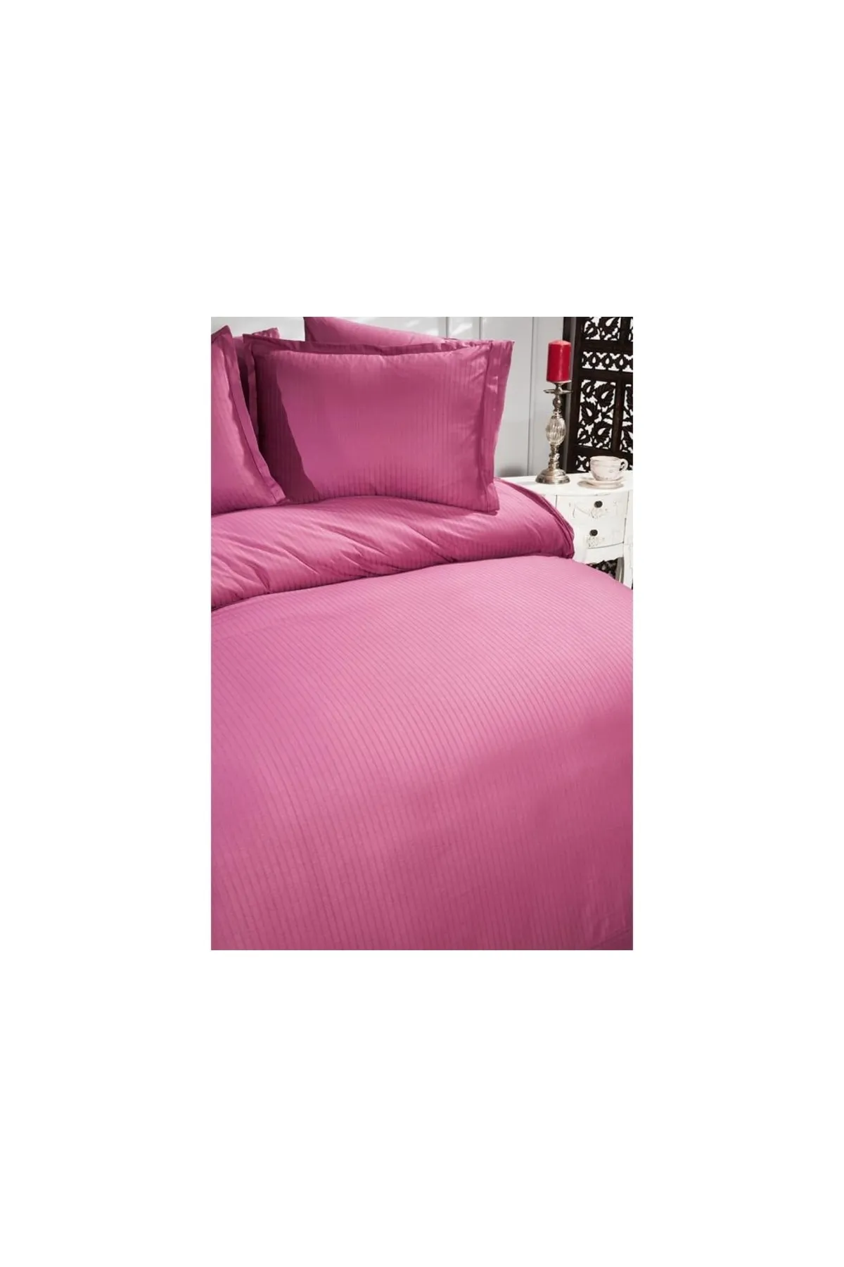 Çeyiz Diyarı  Satin-Elegantes Dobby-Doppelbettbezug-Set, Pflaume
