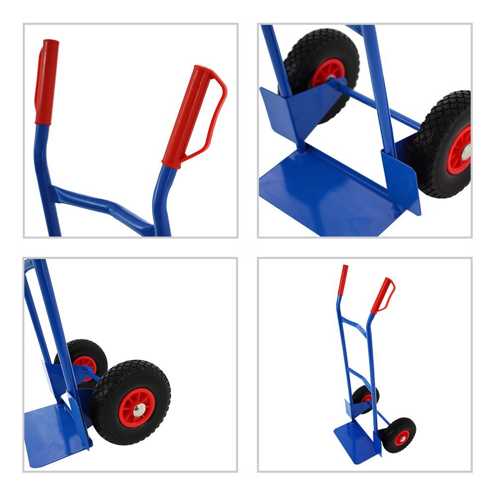 PROREGAL® Sackkarre Stahlrohr-Sackkarre mit Gummibereifung, Traglast 200kg, (Stapelkarre, Handkarre, Transportkarre, Komplett-Set), Traglast 200kg, Vollgummireifen
