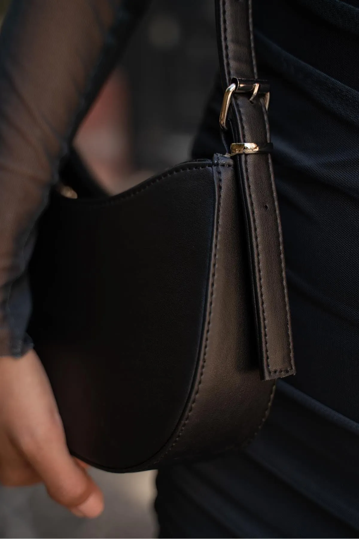 Madamra  Schwarze Baguette-Tasche für Damen
