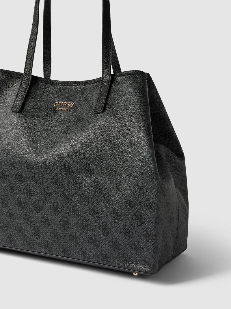 Shopper mit Allover-Label-Print Modell 'VIKKY' in schwarz