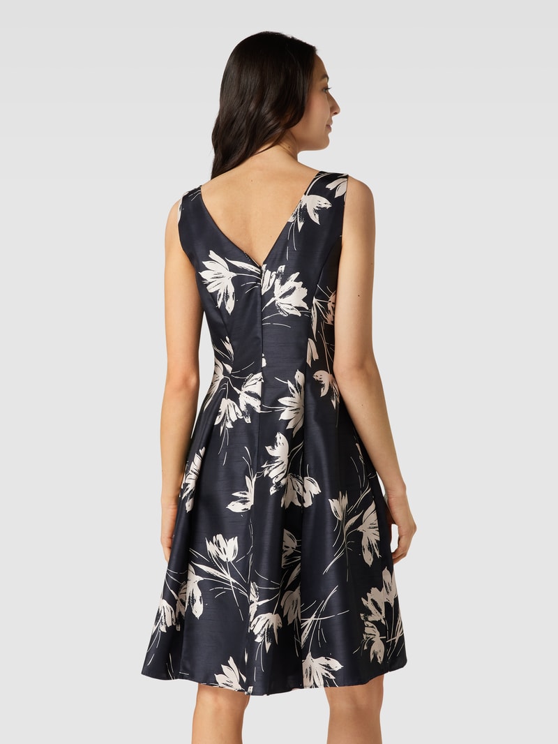 Cocktailkleid mit Allover-Muster in marineblau meliert