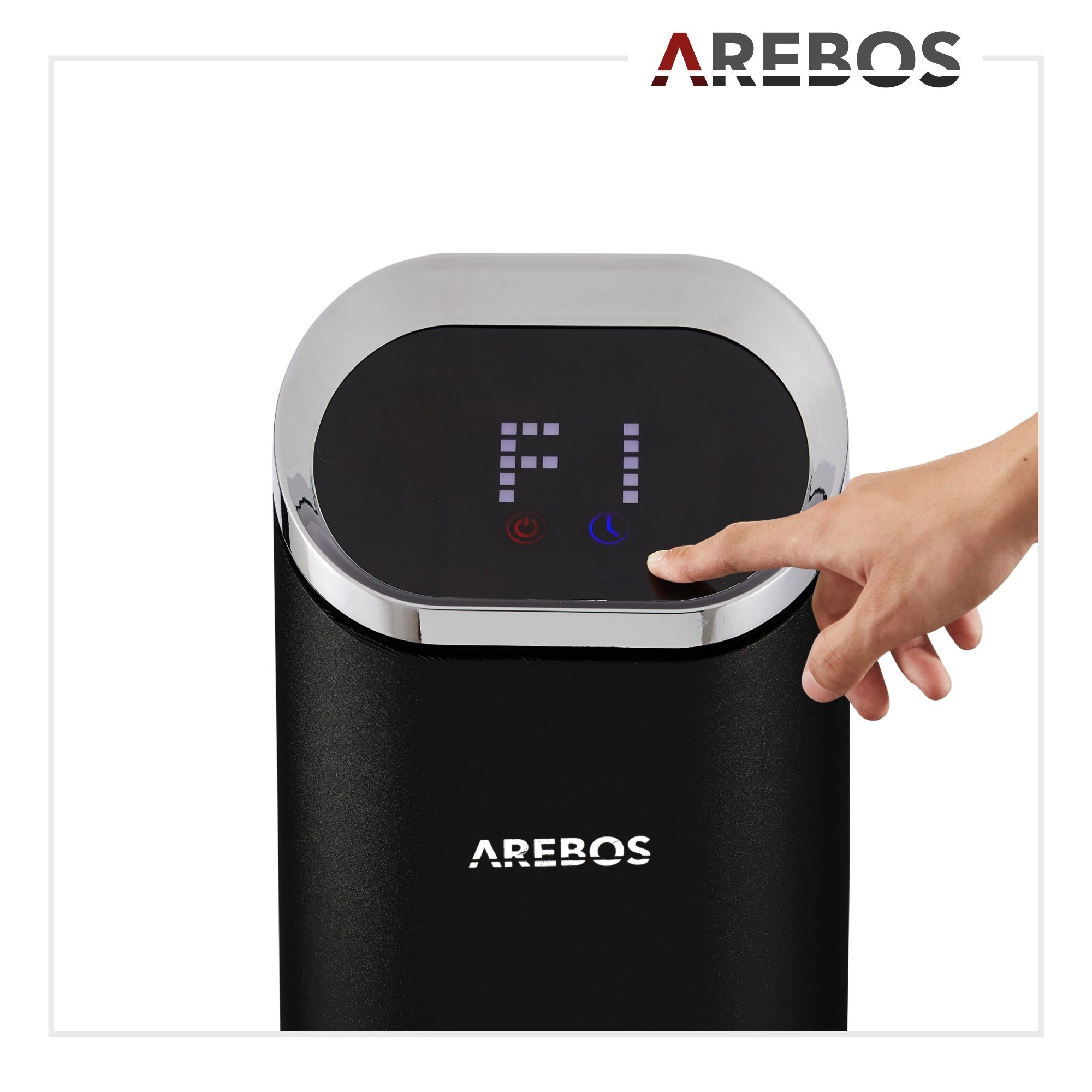 Arebos Terrassenstrahler 2000 Watt Stand Heizstrahler Schwarz / Silber, 2000 W