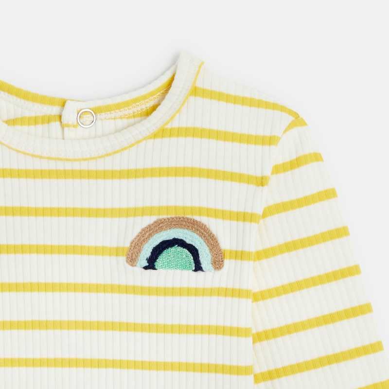 T-shirt bébé rayé jaune/écru Catimini