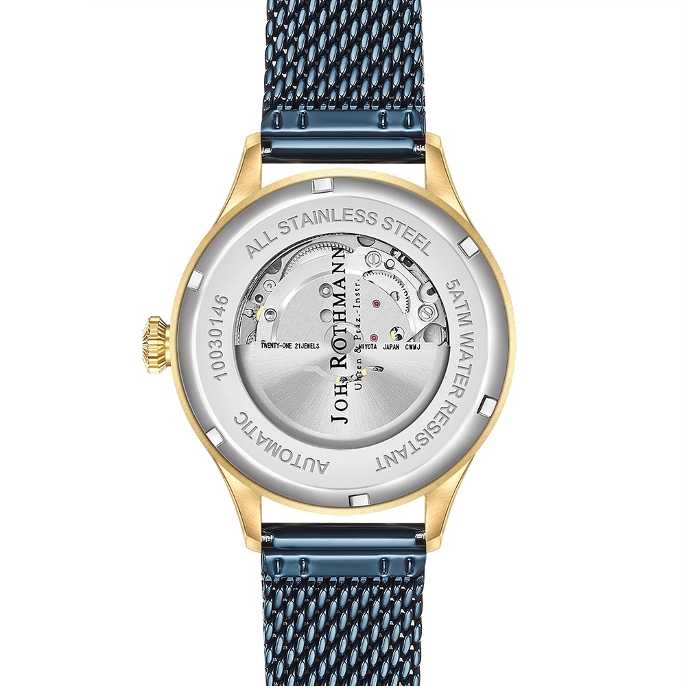 Joh. Rothmann Montre automatique Flight en Or jaune Acier inoxydable en Bleu Montre