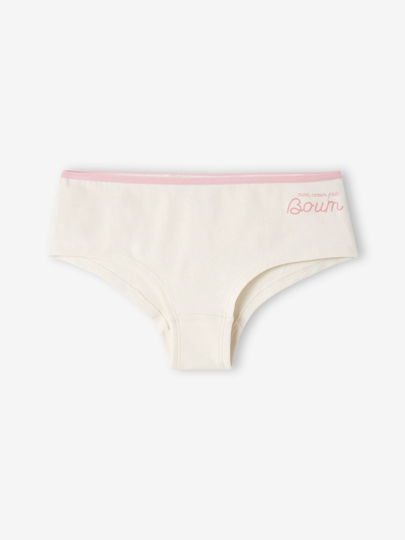 Lot de 7 shorties coeurs fille bleu