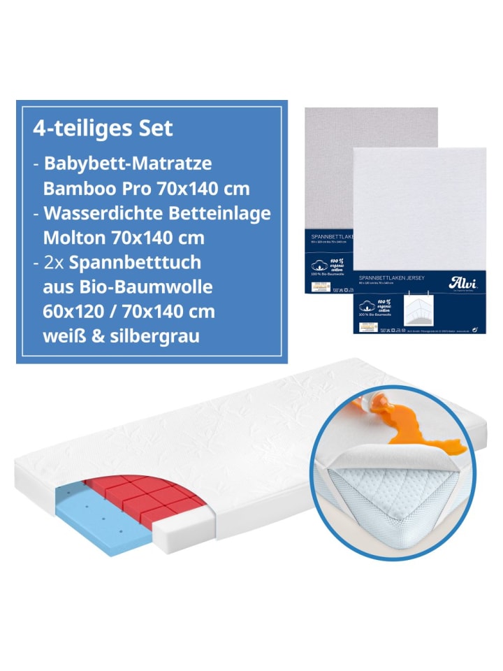 Alvi 4-tlg. Matratzen-Set für Kinderbett 70x140 in weiss günstig kaufen onesize