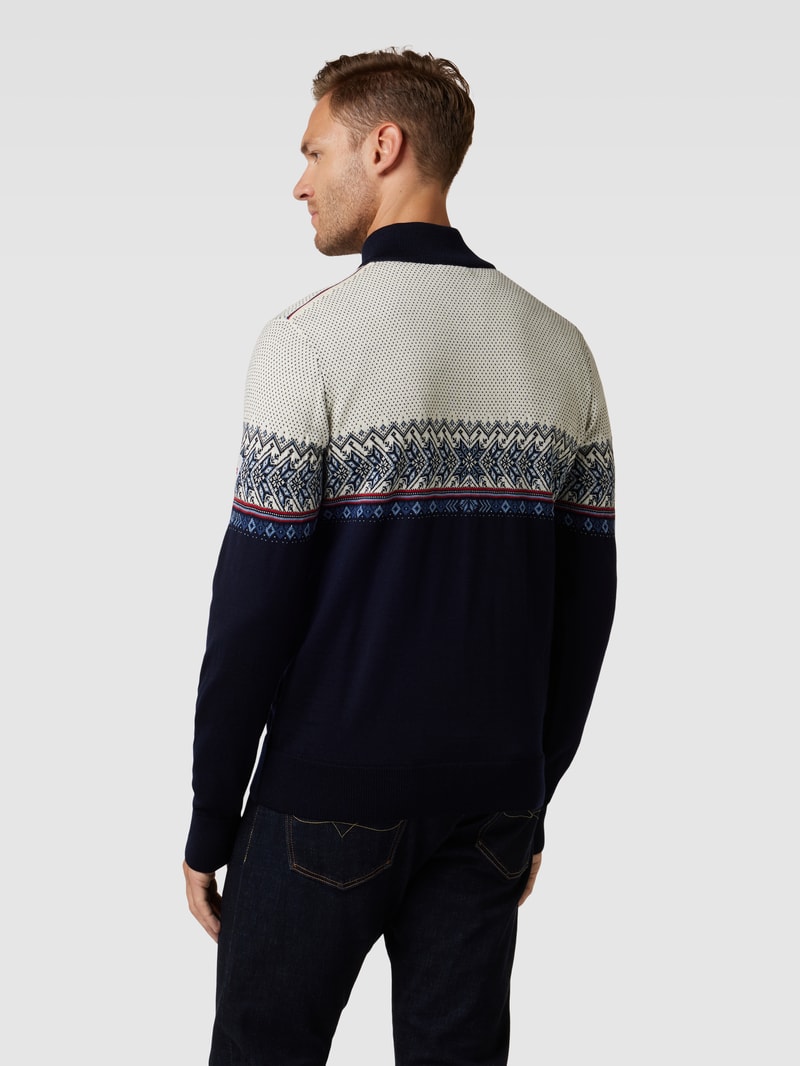 Strickpullover mit Allover-Muster Modell 'Hovden' in marineblau
