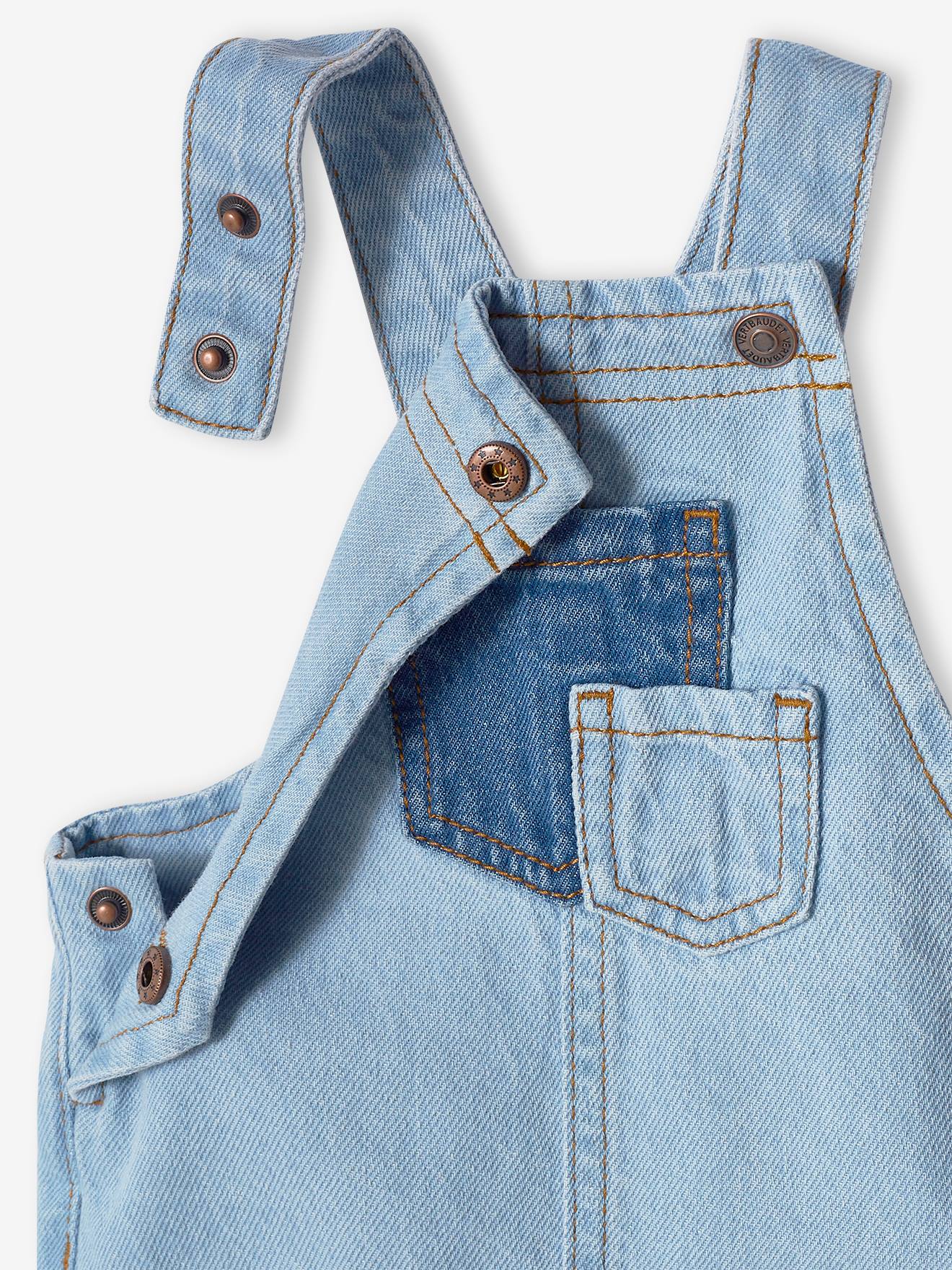 Vertbaudet Baby Latzjeans, Kontrast-Taschen - bleached