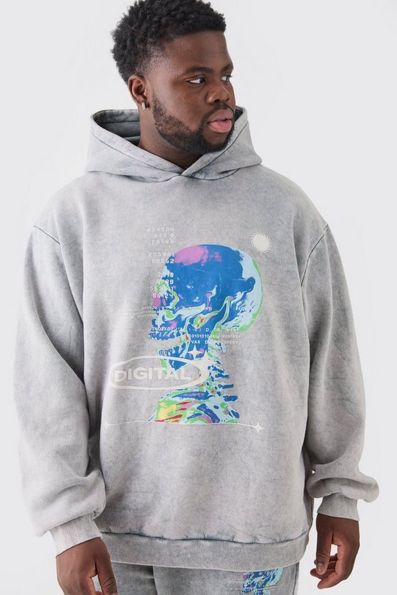 Plus Oversize Hoodie mit Print