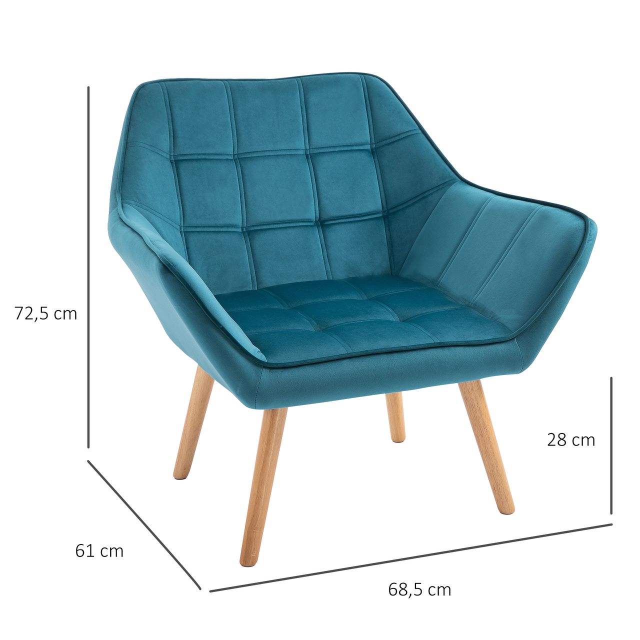 HOMCOM Einzelsessel Ohrensessel Relaxsessel Grün 68,5 x 61 x 72,5 cm