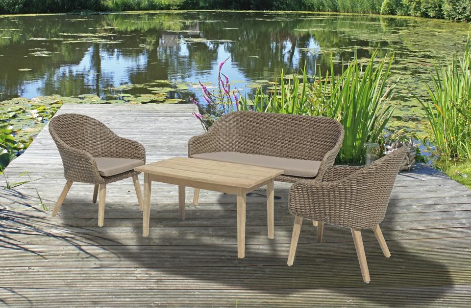Garden Pleasure Harms Sofa & Stuhl Set PUEBLO, 3-teilig