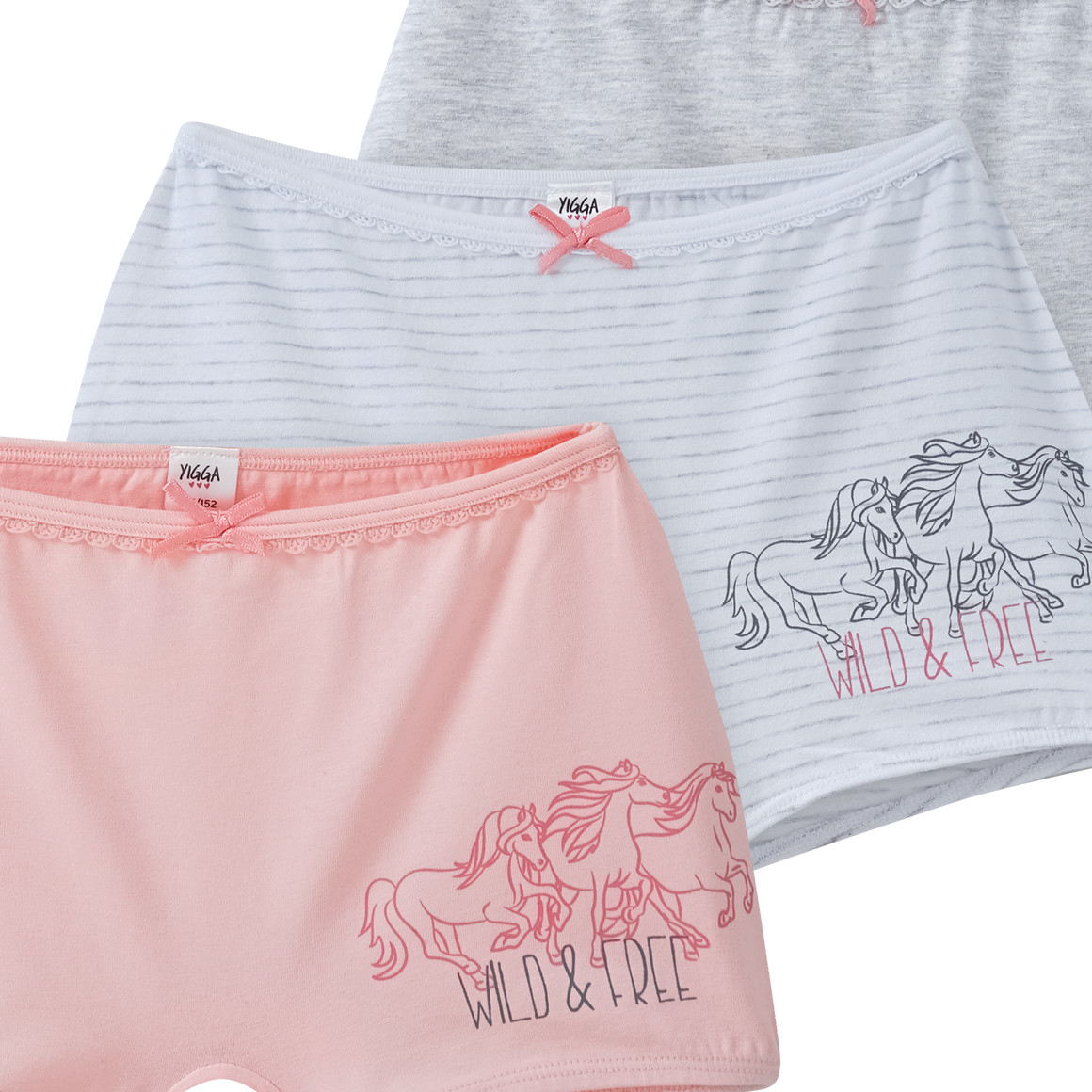 3 Mädchen Pantys mit Pferde-Motiv