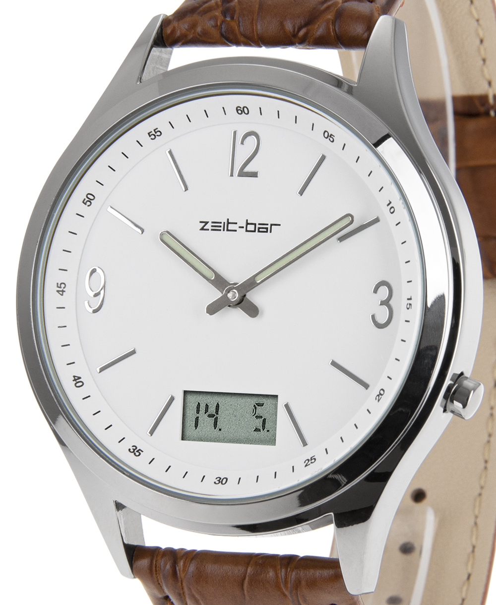 Zeit-Bar Funk-Armbanduhr, mit Datums- und Sekundenanzeige