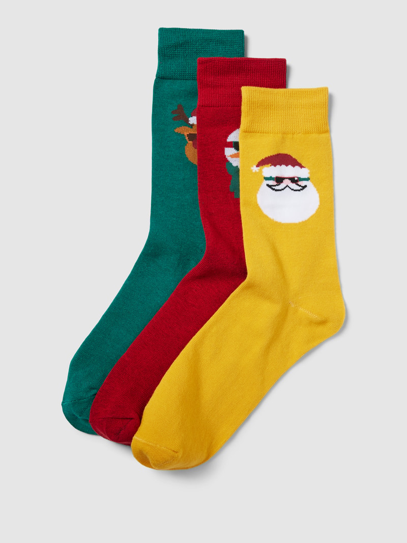 Socken im 3er-Pack in Geschenkbox Modell 'COOL XMAS' in rot