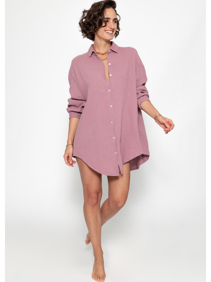 SASSYCLASSY Ultra Oversize Musselin-Blusenhemd lange Variante in Altrosa günstig kaufen onesize