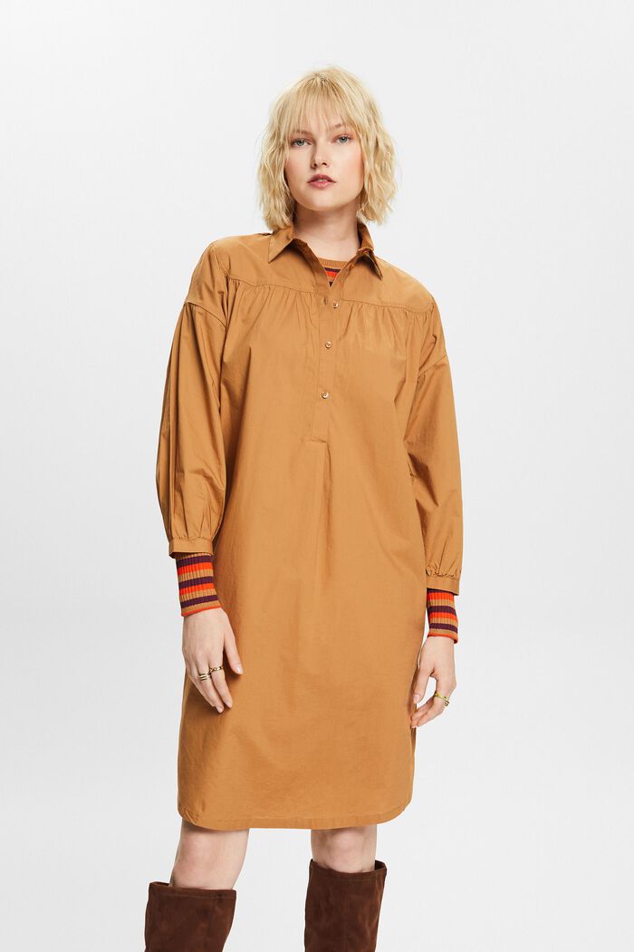 Hemdblusenkleid mit Bindegürtel, 100 % Baumwolle