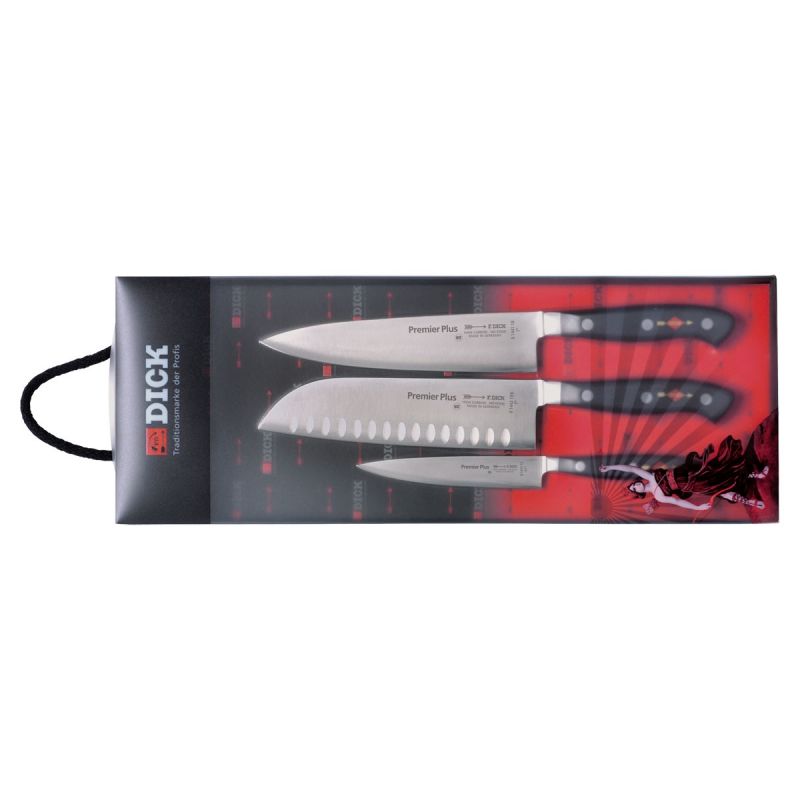 Dick Premier Plus Küchenmesser-Set, Eurasia Set 3-tlg. (Gyuutoo-Santoku-Schälmesser)