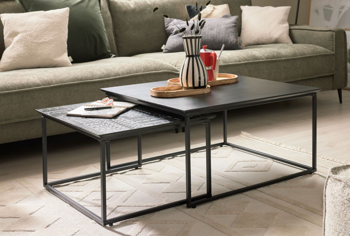 Roomio Couchtisch-Set No. 2001 Schwarz Eckig