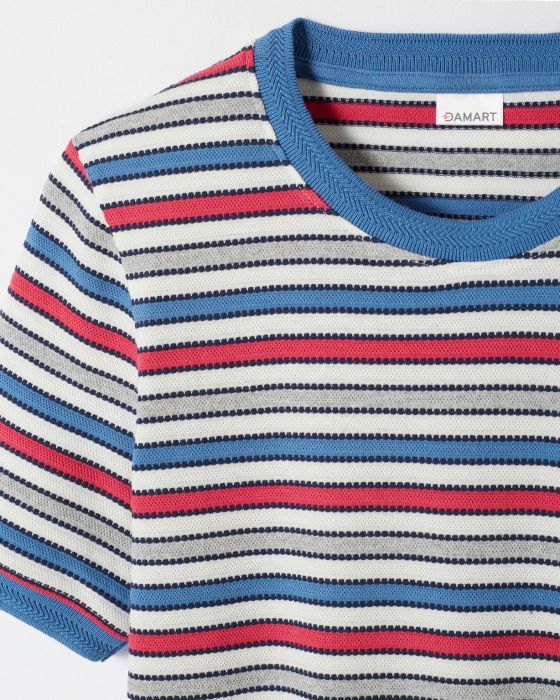 Tee-shirt maille jacquard rayé