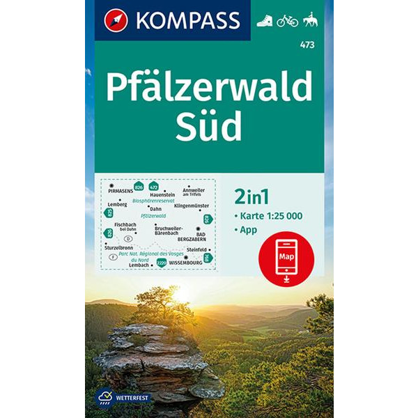 KOMPASS WANDERKARTE PFÄLZERWALD SÜD 1:25 000