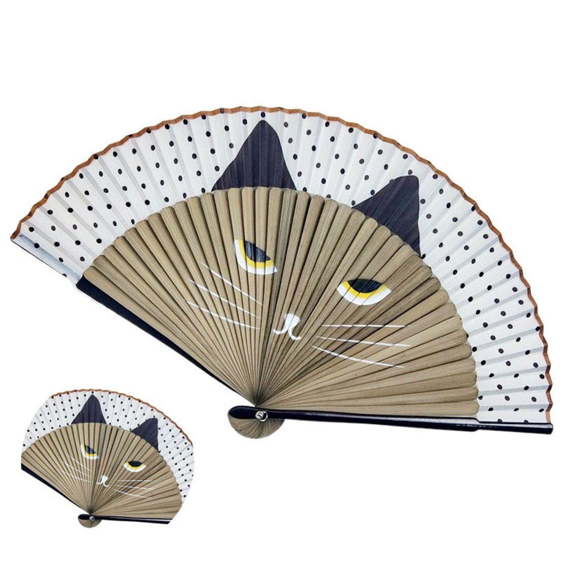 DÖRÖY Handfächer Kreativer Katzen-Faltfächer, japanischer Faltfächer, Bastelfächer.
