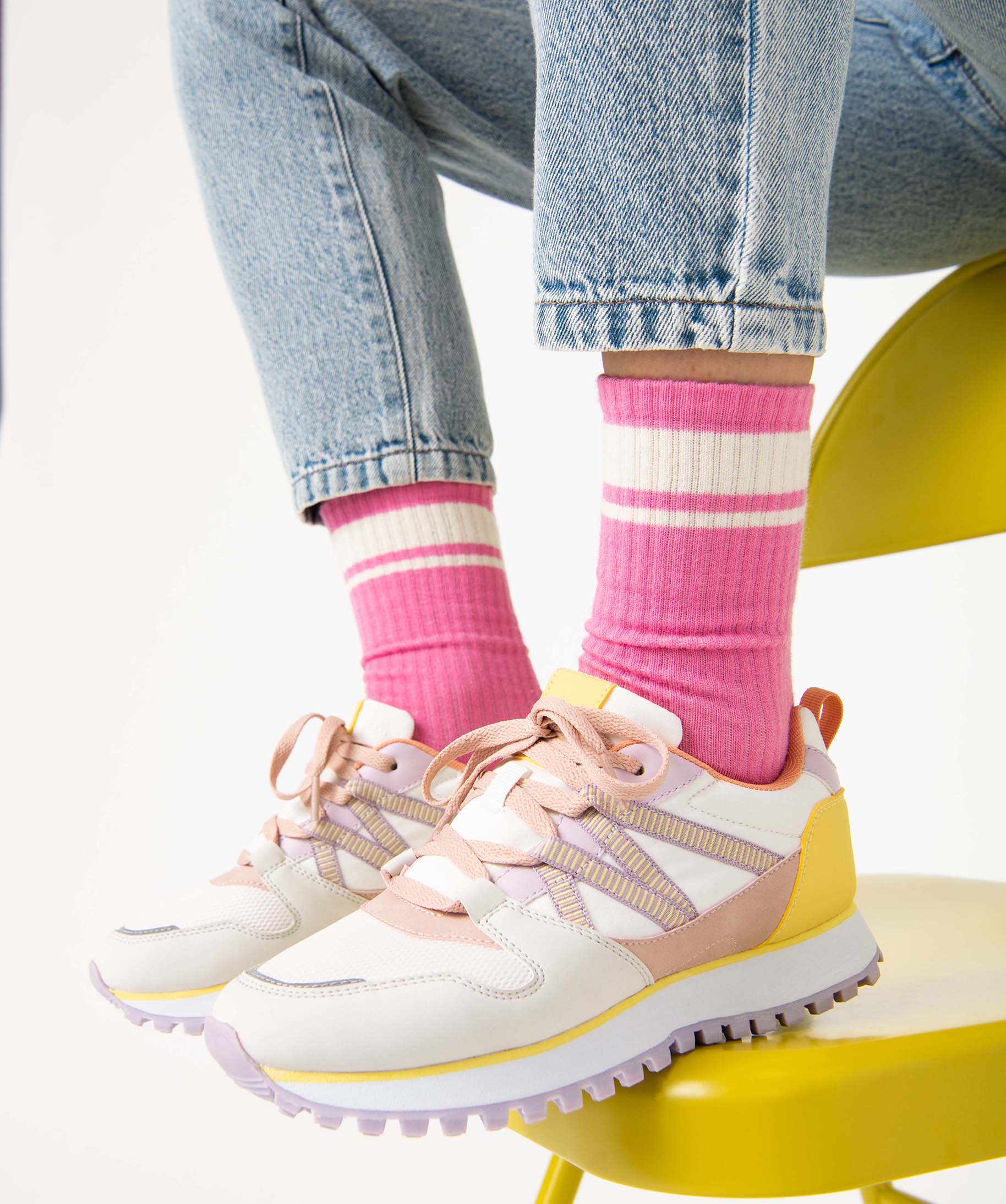 Baskets femme running multicolores à semelle crantée violet | GEMO