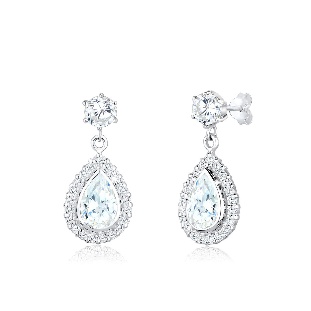 Elli Elli Boucles d'Oreilles Tropfen Glamour Eleganz Zirkonia 925 Silber Boucles d'oreilles