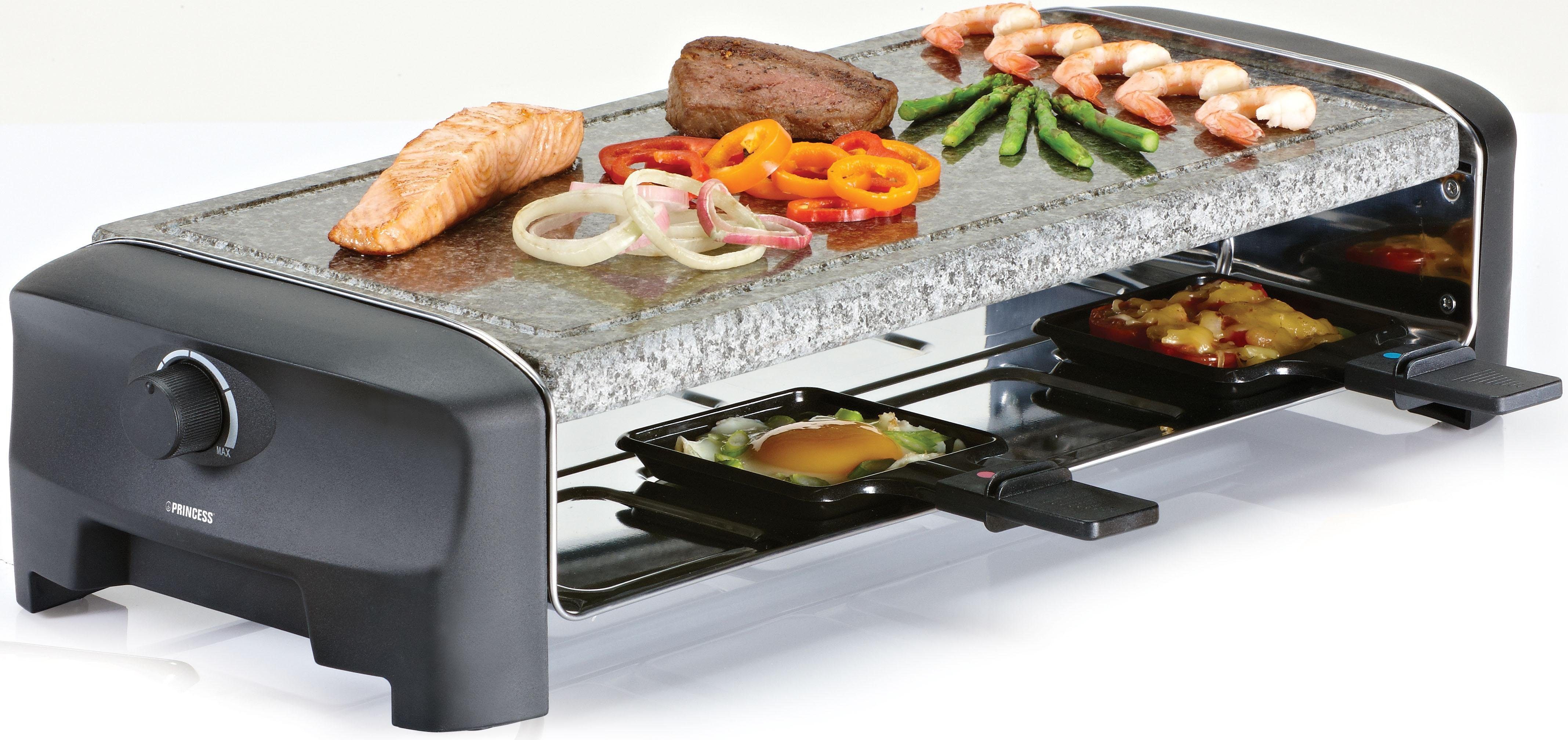 PRINCESS Raclette Stonegrillparty 162830, 8 Raclettepfännchen, 1400 W
