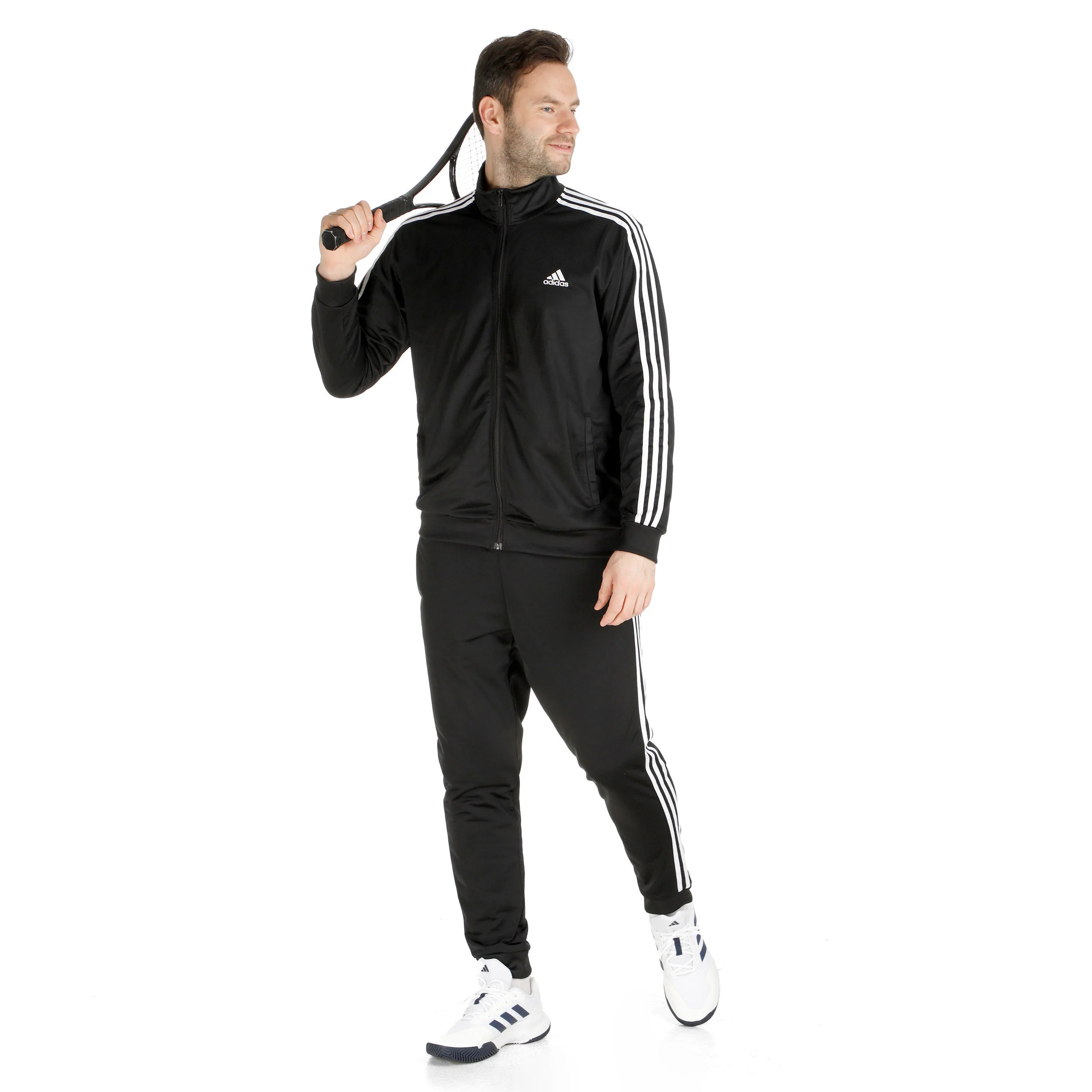 Sportswear Basic 3-Stripes Tricot Trainingsanzug Herren - Schwarz, Weiß