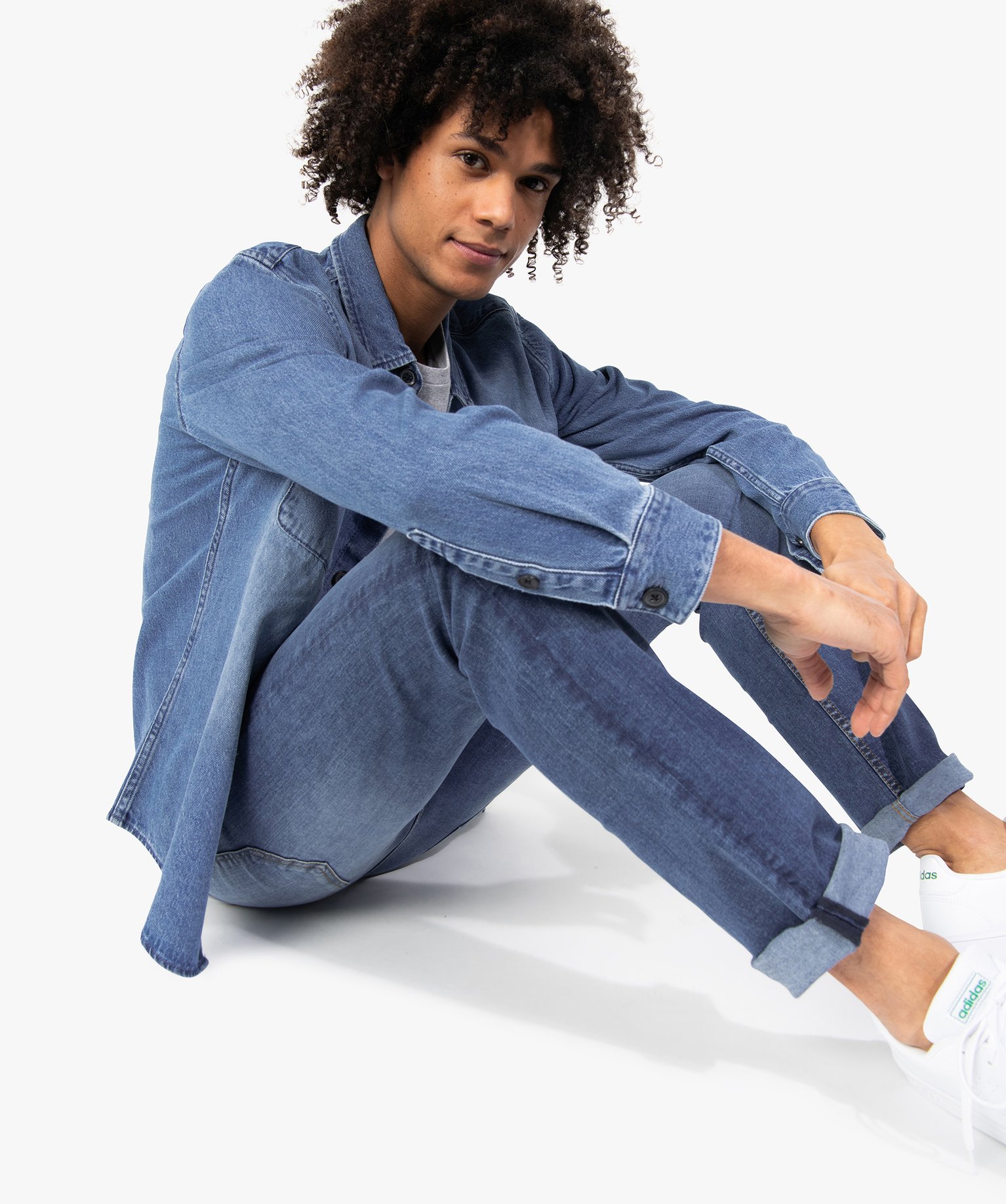 Chemise homme en jean avec poches poitrine bleu | GEMO
