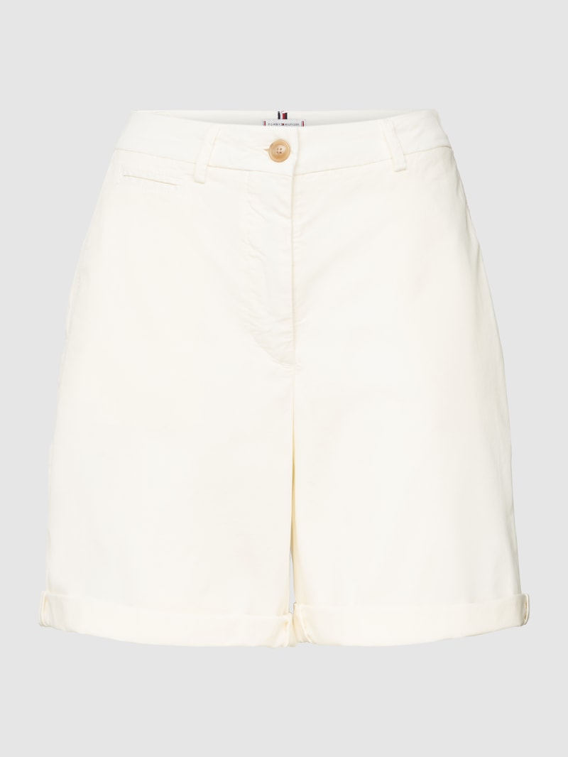 Chino-Shorts mit Label-Stitching in weiß