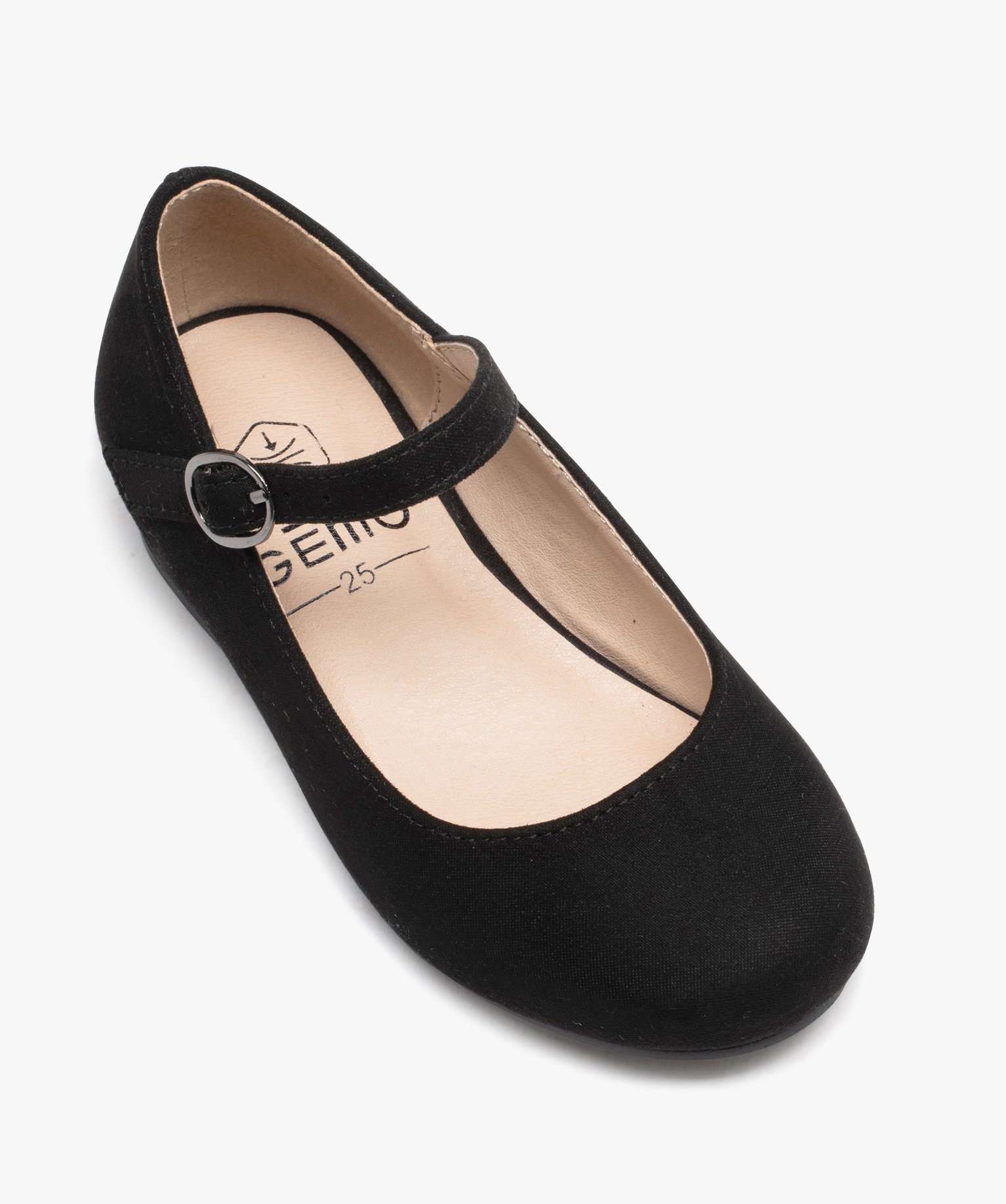 Ballerines fille unies en suédine et à petit talon carré noir | GEMO