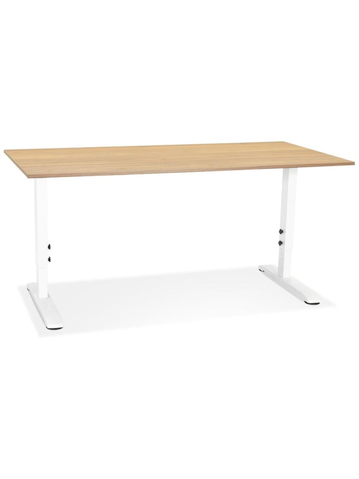KADIMA DESIGN Schreibtisch höhenverstellbar 160x80 cm, ergonomisch stabil in Beige-Weiß günstig kaufen
