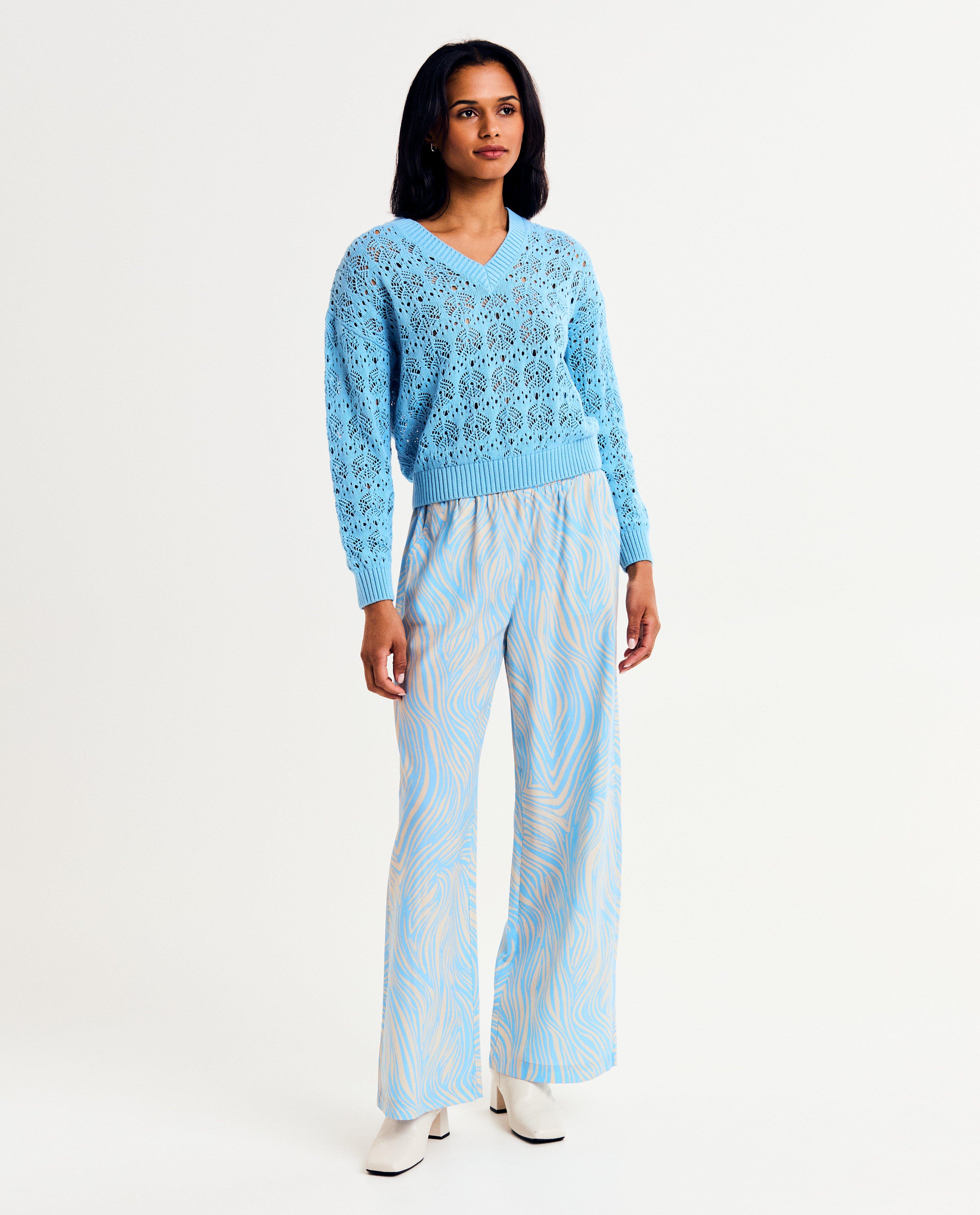 Pantaloni Saint Tropez cu imprimeu zebră albastru