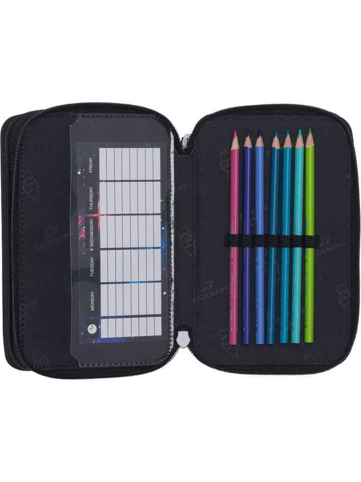 BECKMANN 3-fächrige Federmappe mit Inhalt Ninja Elements in blau günstig kaufen onesize