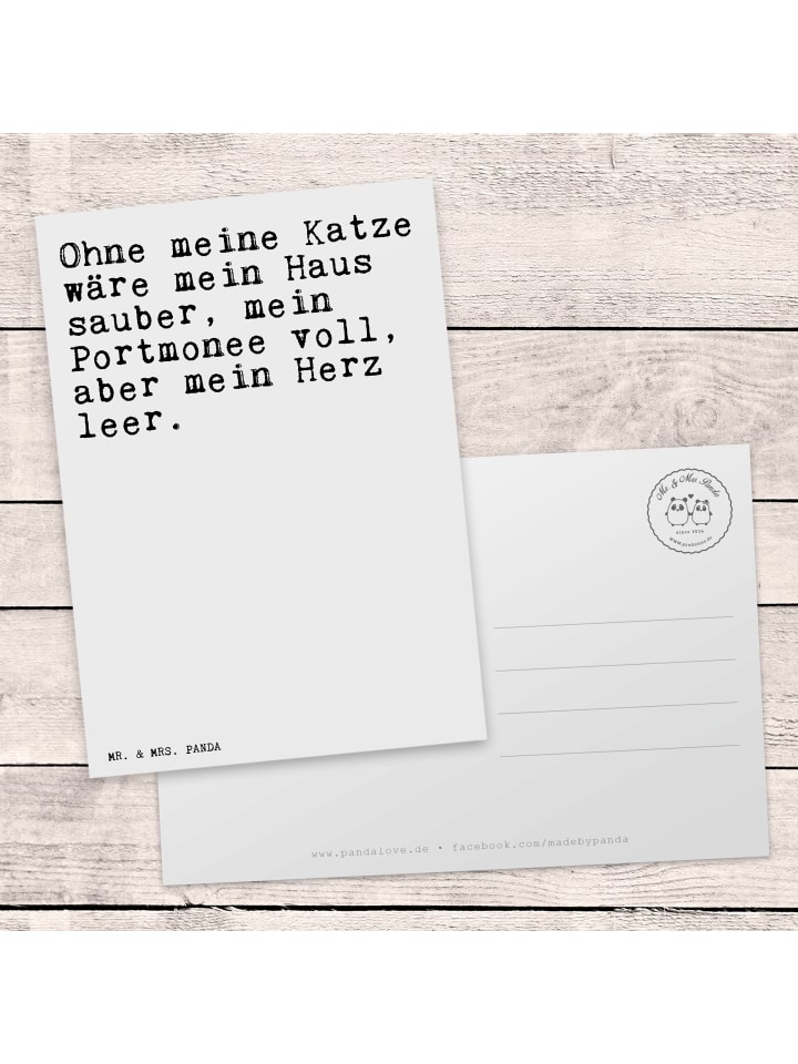Mr. & Mrs. Panda Postkarte Ohne meine Katze wäre... mit Spruch in Weiß günstig kaufen onesize