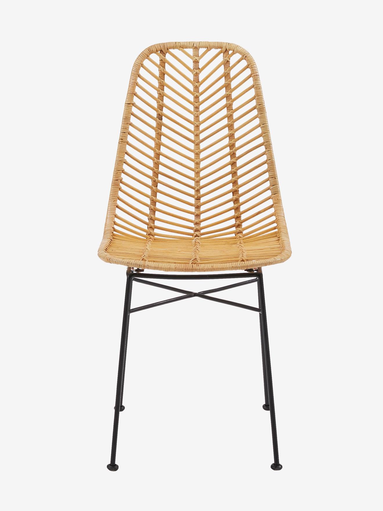 Vertbaudet Kinder Stuhl aus Rattan BOHO - natur/schwarz