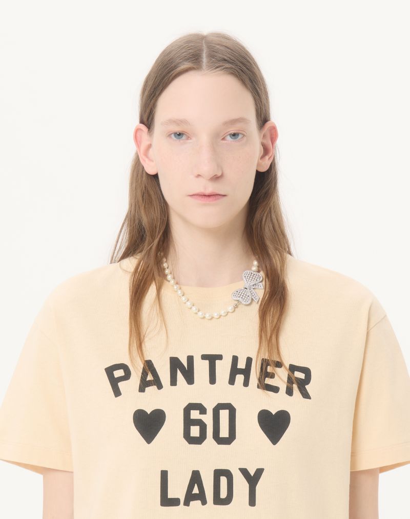 T-shirt med panterprint i bomuldsjersey