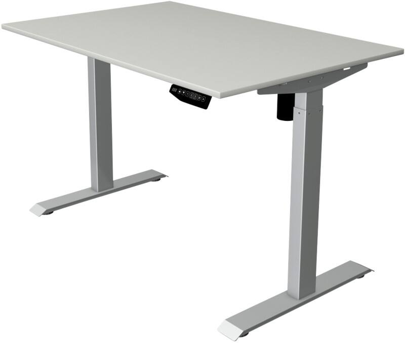 Kerkmann Move 1 Rechteckig Elektronisch Höhenverstellbarer Sitz-Stehschreibtisch Melamin, Stahl Hellgrau, Silber 1200 x 800 x 1230 mm