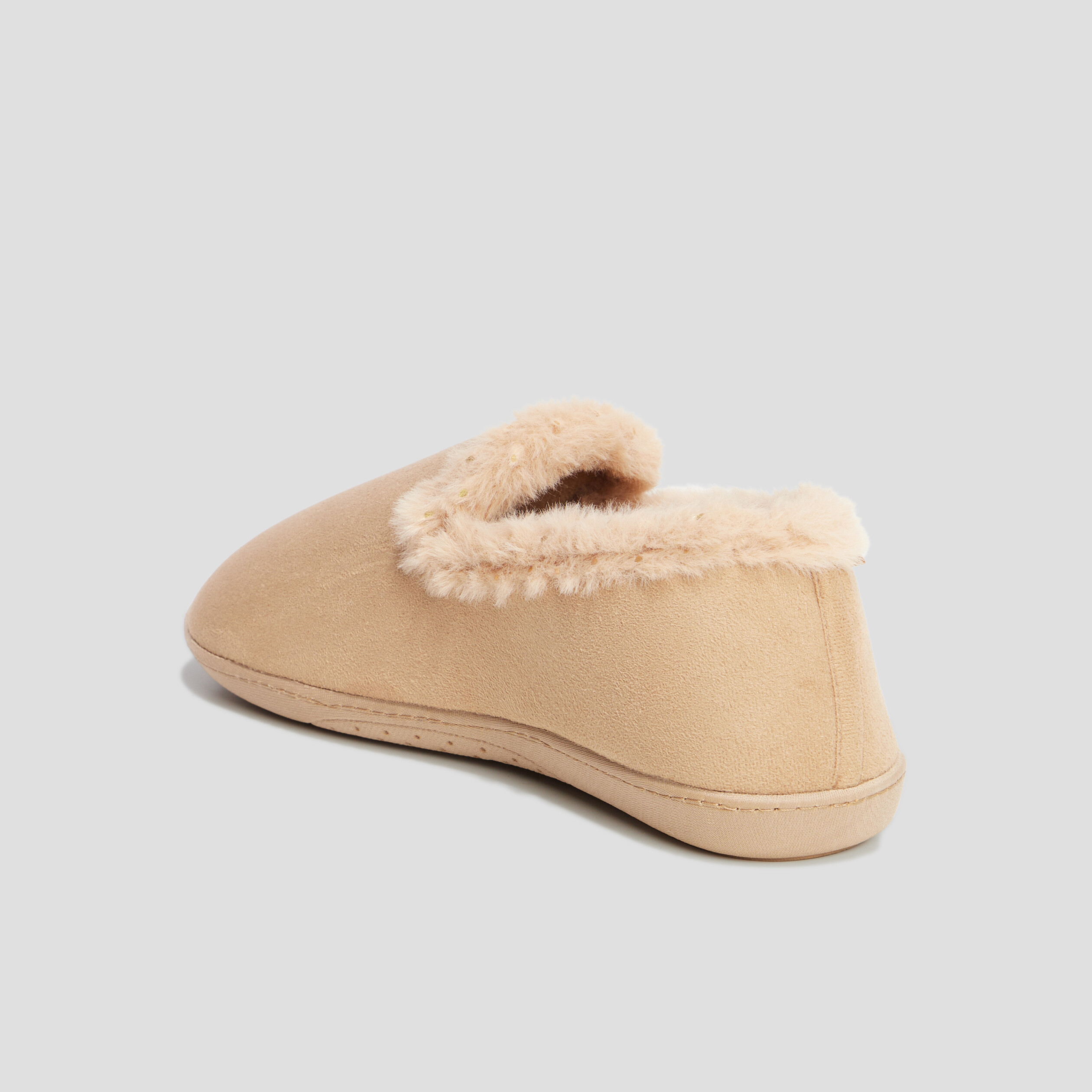 Chaussons charentaises fourrés Isotoner camel femme | La Halle