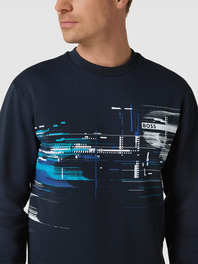 Sweatshirt mit Label-Print Modell 'Salbonic' in dunkelblau