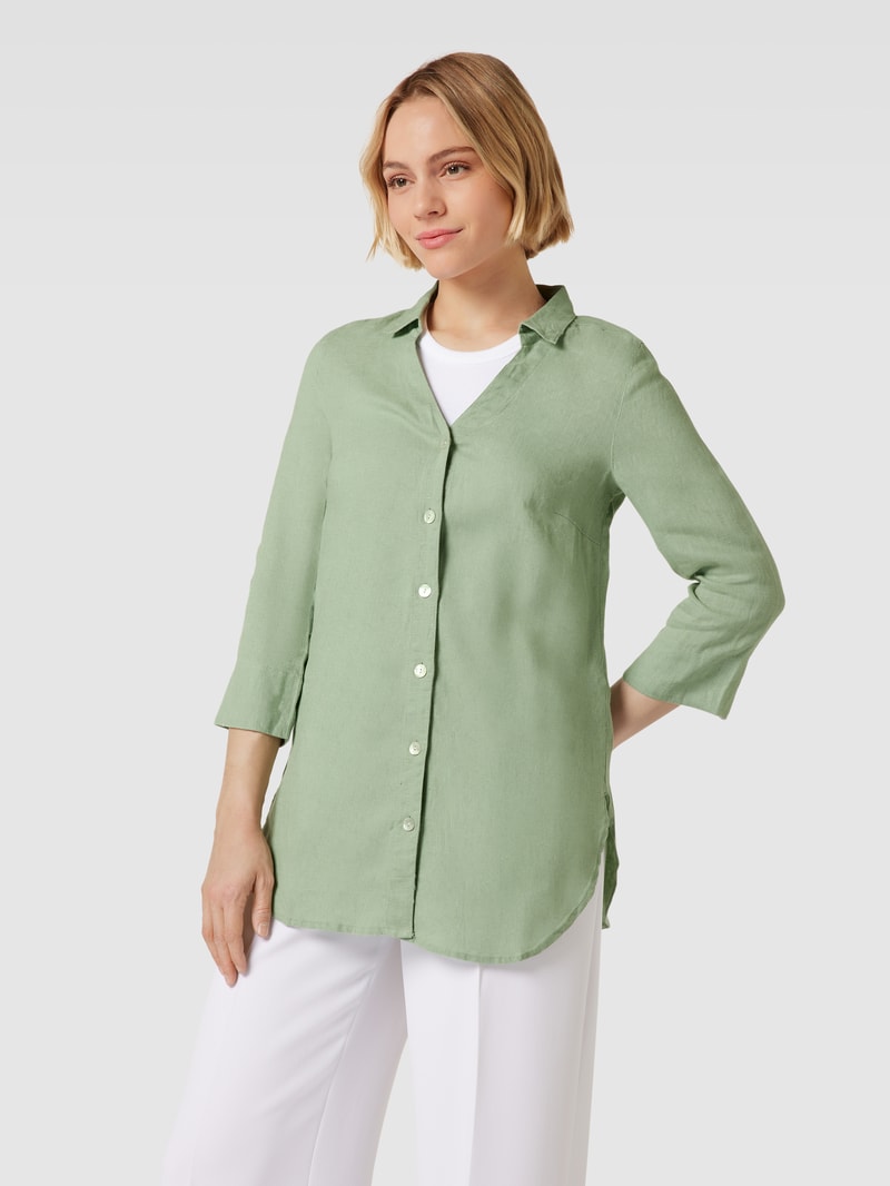 Leinenbluse mit Knopfleiste in schilf