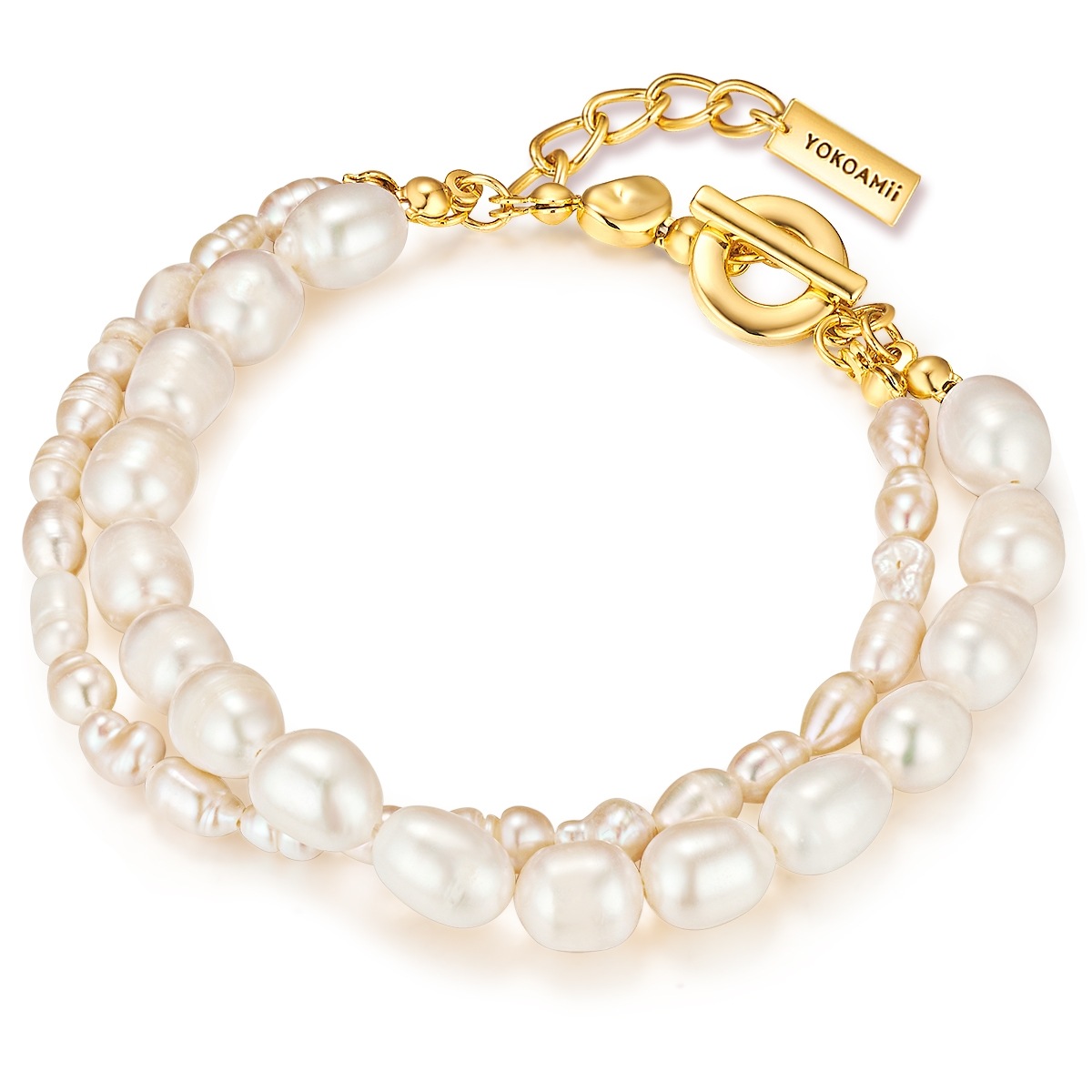 Armband Metall Süßwasser-Zuchtperle in Gelbgold