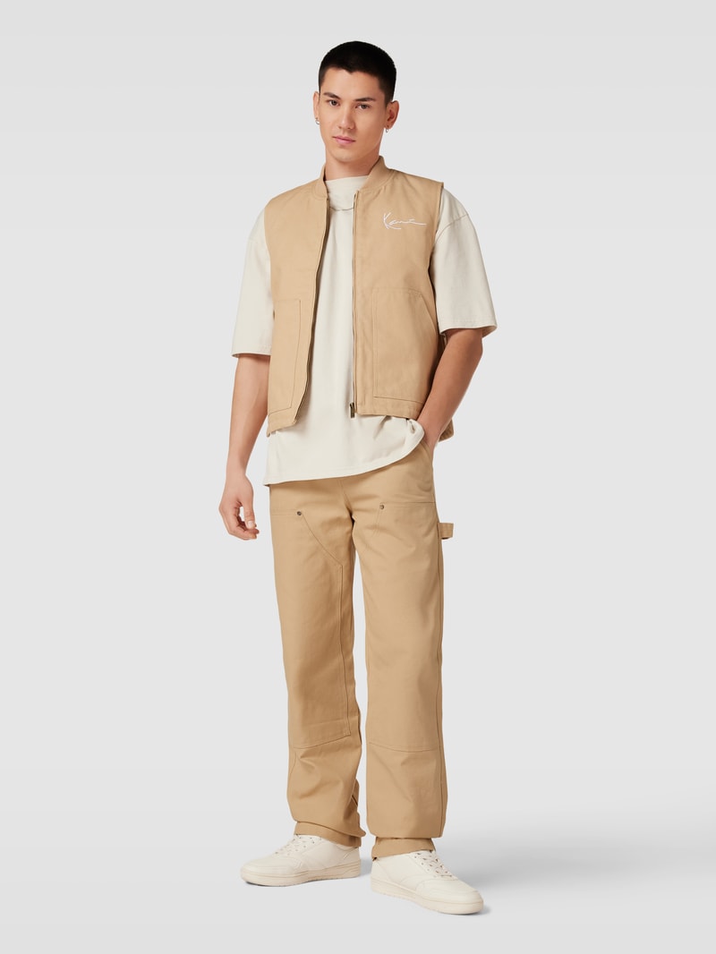 Stoffhose mit Eingrifftaschen in beige