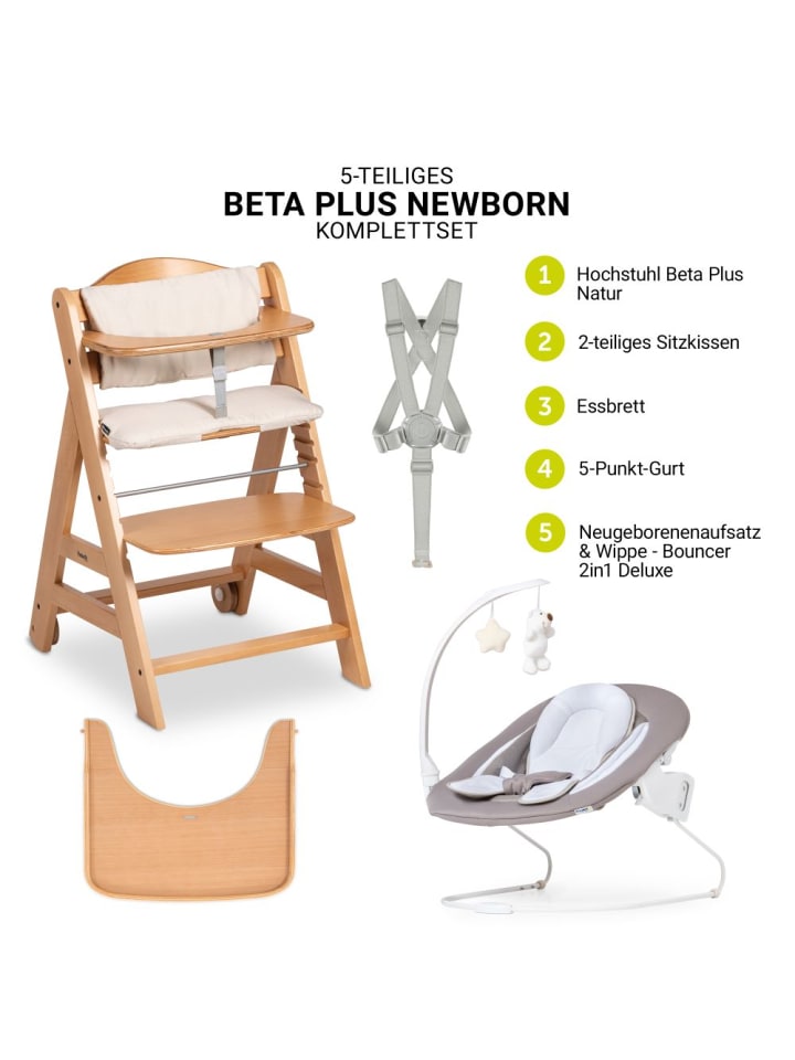 Hauck Beta Plus Natural 5-tlg. Newborn Set - Hochstuhl   in beige,braun günstig kaufen onesize