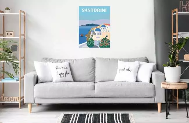 CreArt Leinwand Farbenfrohes Santorini - Malen nach Zahlen für Erwachsene