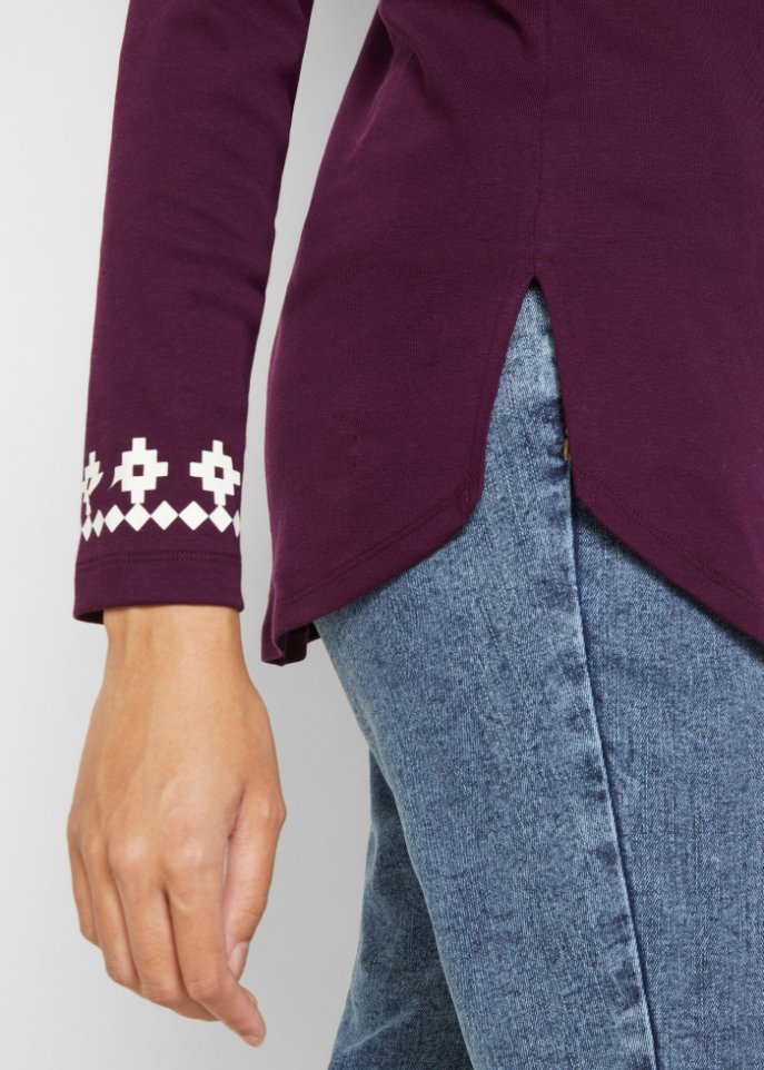 Baumwollripp-Langarmshirt mit Norwegermotiv