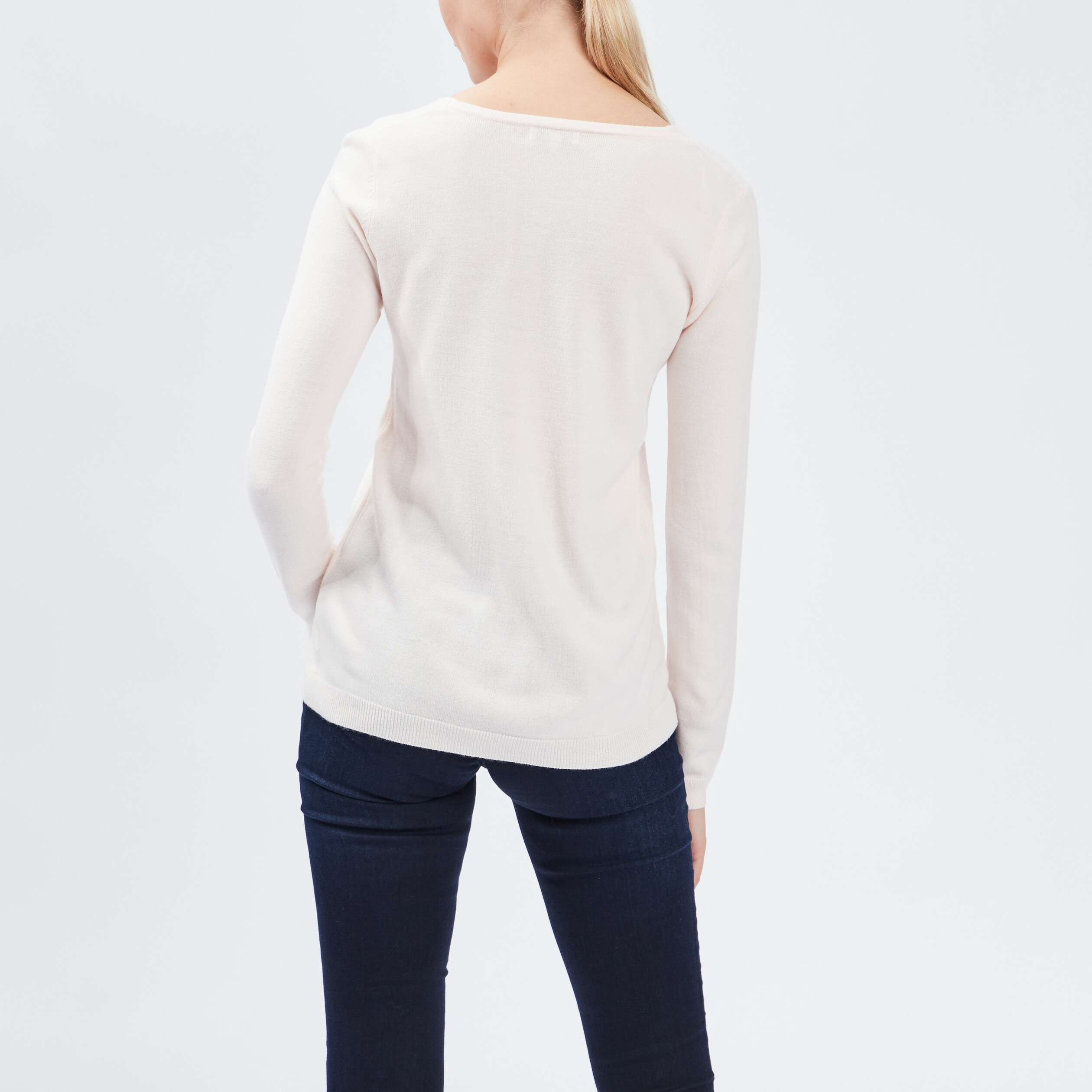 Pull col V manches longues rose clair femme | La Halle