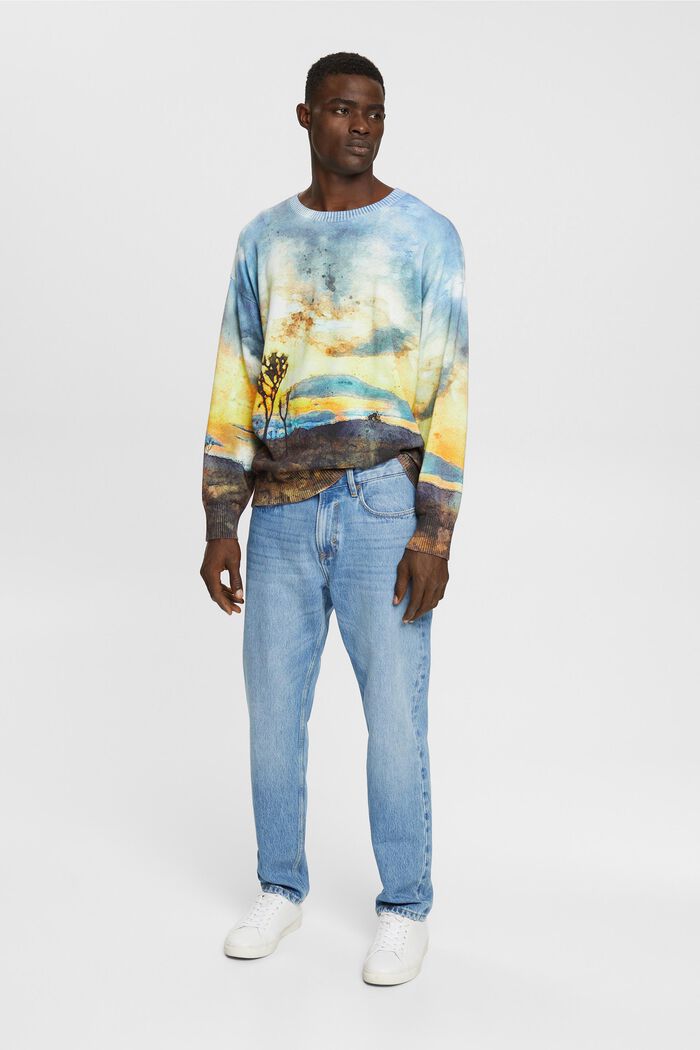 Pullover mit digitalem Allover-Landschafts-Print
